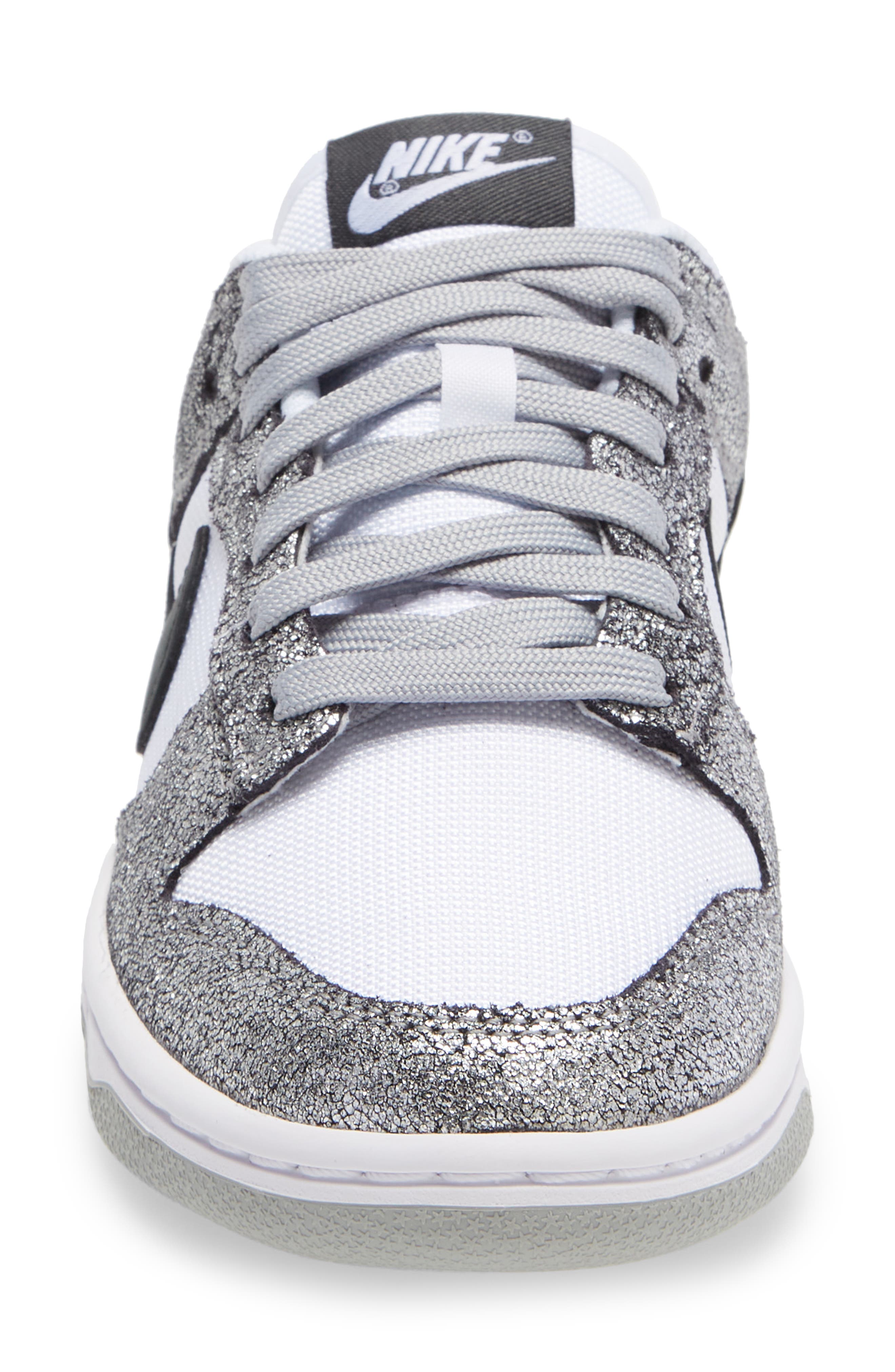 Nike Dunk Low Basketball Sneaker, Alternate, color, Metallic Silver/ Noir/ White