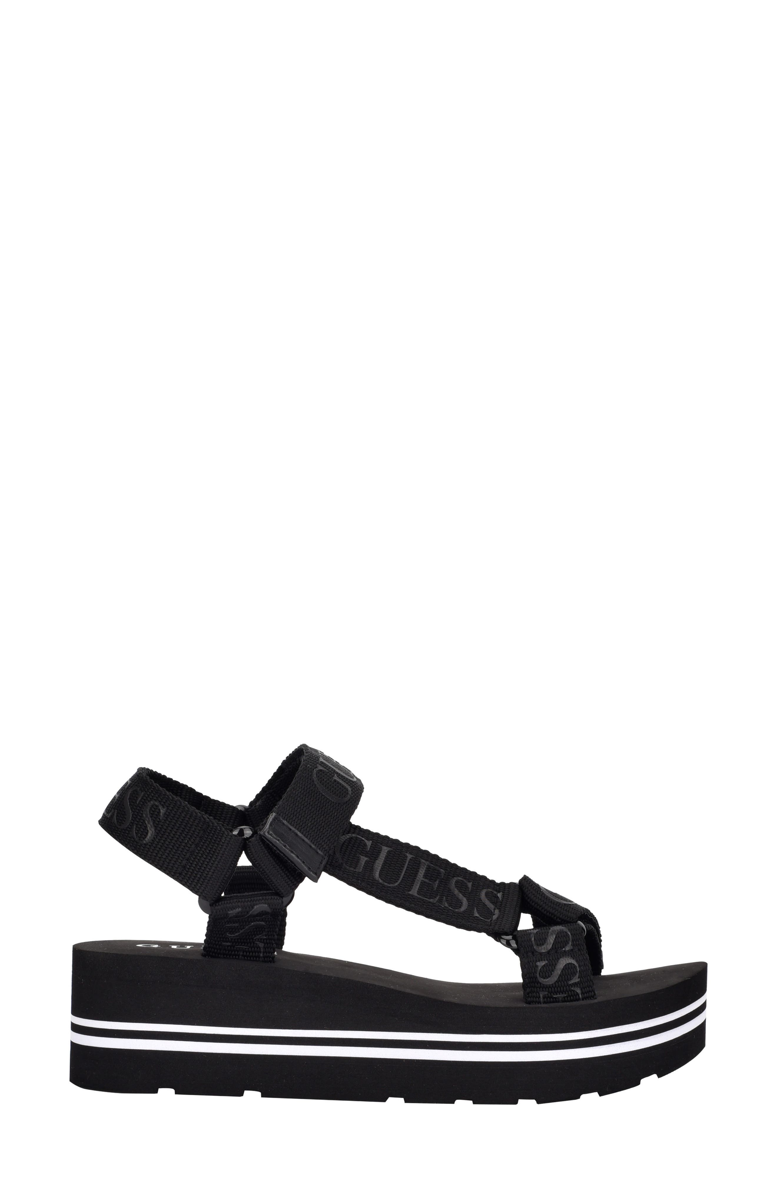 GUESS Avin Platform Sandal, Alternate, color, Black