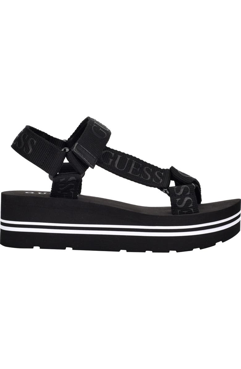 GUESS Avin Platform Sandal, Alternate, color, Black