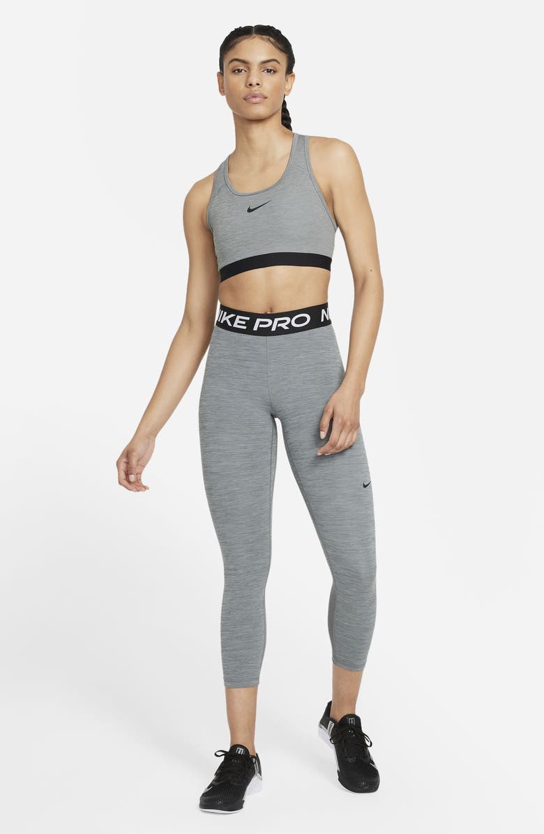 Nike Pro Mid-Rise Crop Mesh-Panel Leggings, Alternate, color, 084 Smkgry/Black