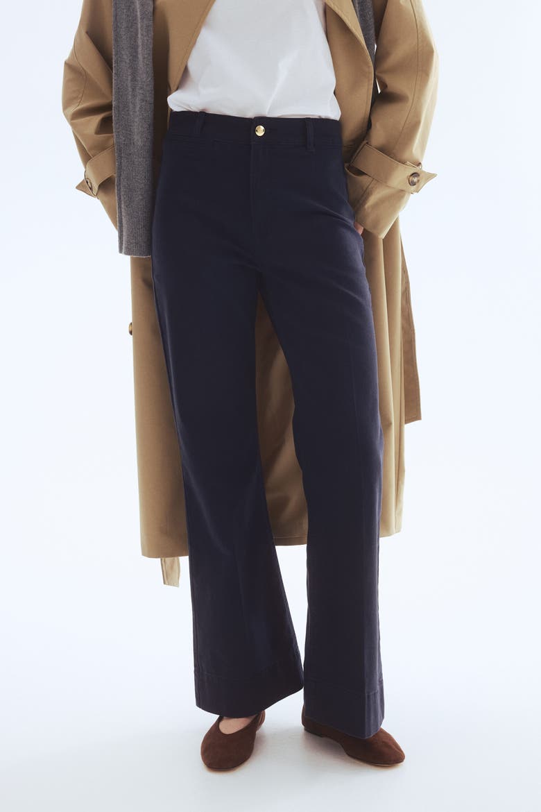 Flared Canvas Pants, Alternate, color, Navy blue