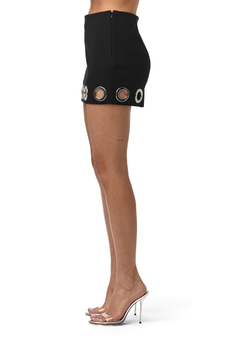 Grommet Ponte Miniskirt, Alternate, color, BLACK
