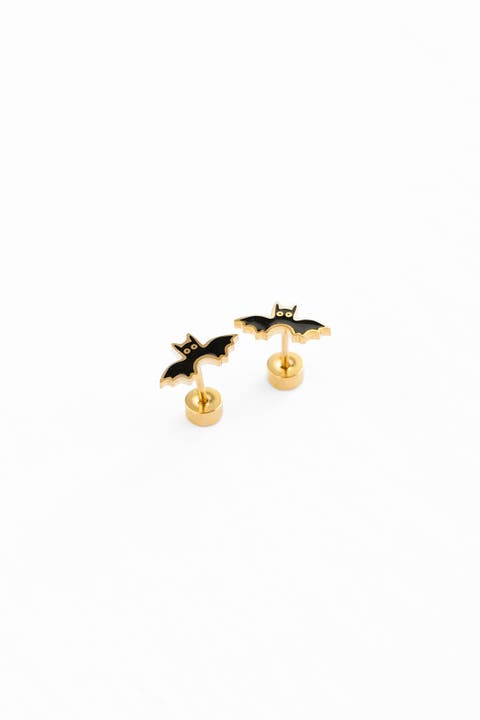Girls' Bat Flatback Stud Hypoallergenic Earrings