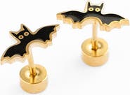 Pip Pop Girls' Bat Flatback Stud Hypoallergenic Earrings