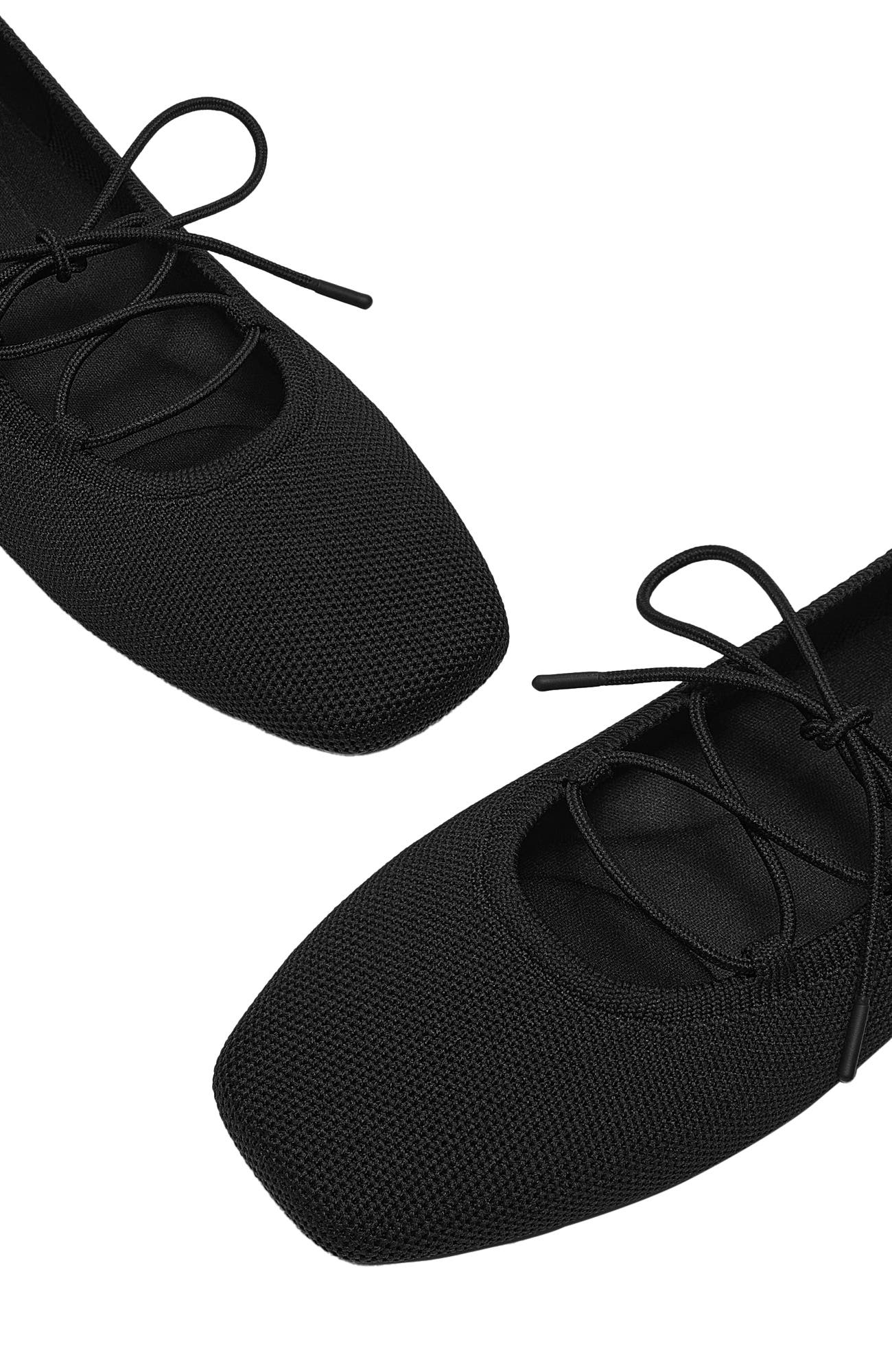 Miley Square-Toe Ballet Flats Lace-Up Mary Janes, Alternate, color, Black
