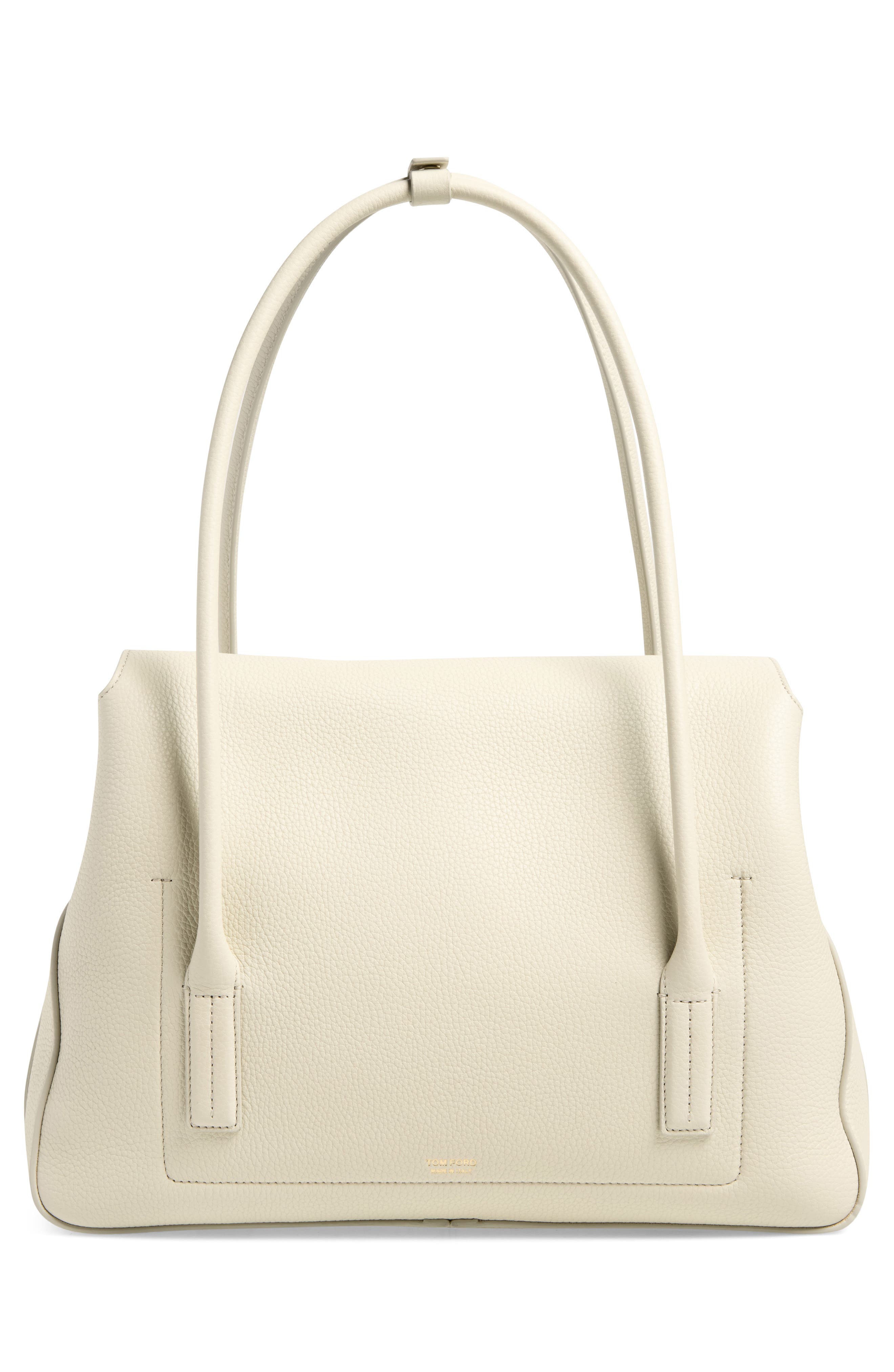 Medium Eclipse Grain Leather Shoulder Bag, Alternate, color, DOVE GREY
