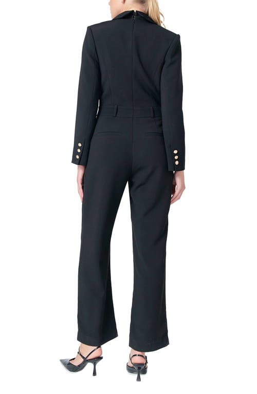 Endless Rose Long Sleeve Wide Leg Jumpsuit In Black