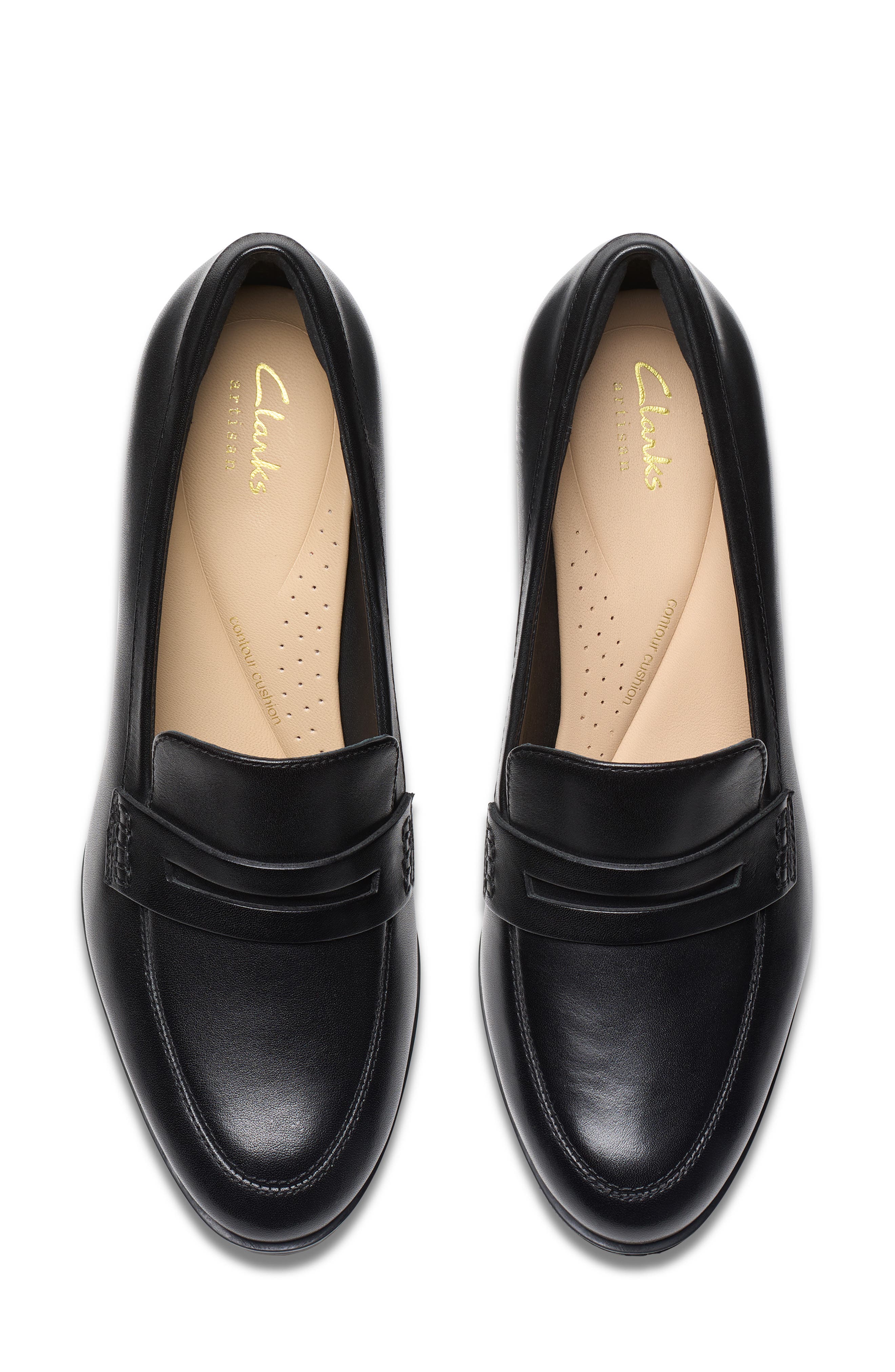 Clarks<sup>®</sup> Freva 55 Edge Penny Loafer Pump, Alternate, color, Black Leather