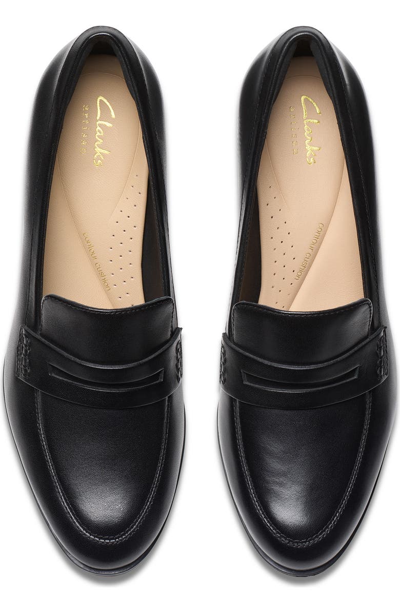 Clarks<sup>®</sup> Freva 55 Edge Penny Loafer Pump, Alternate, color, Black Leather