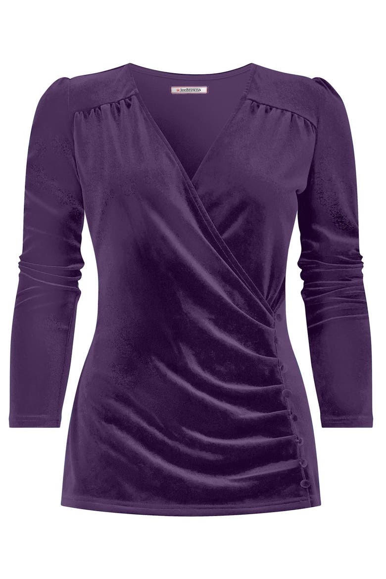 V-Neck Velvet Wrap Top, Alternate, color, RICH VIOLET