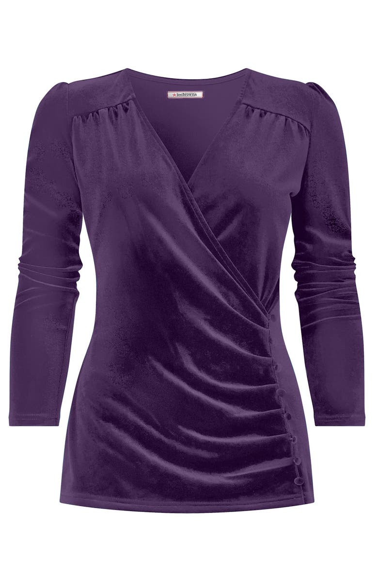 Joe Browns V-Neck Velvet Wrap Top, Alternate, color, Rich Violet
