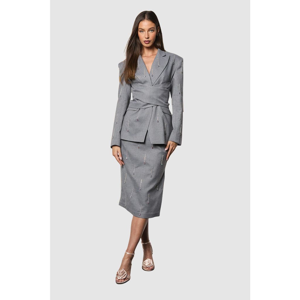 Coast Midi Pencil Skirt With Embellishment in Grey at Nordstrom, Size 12