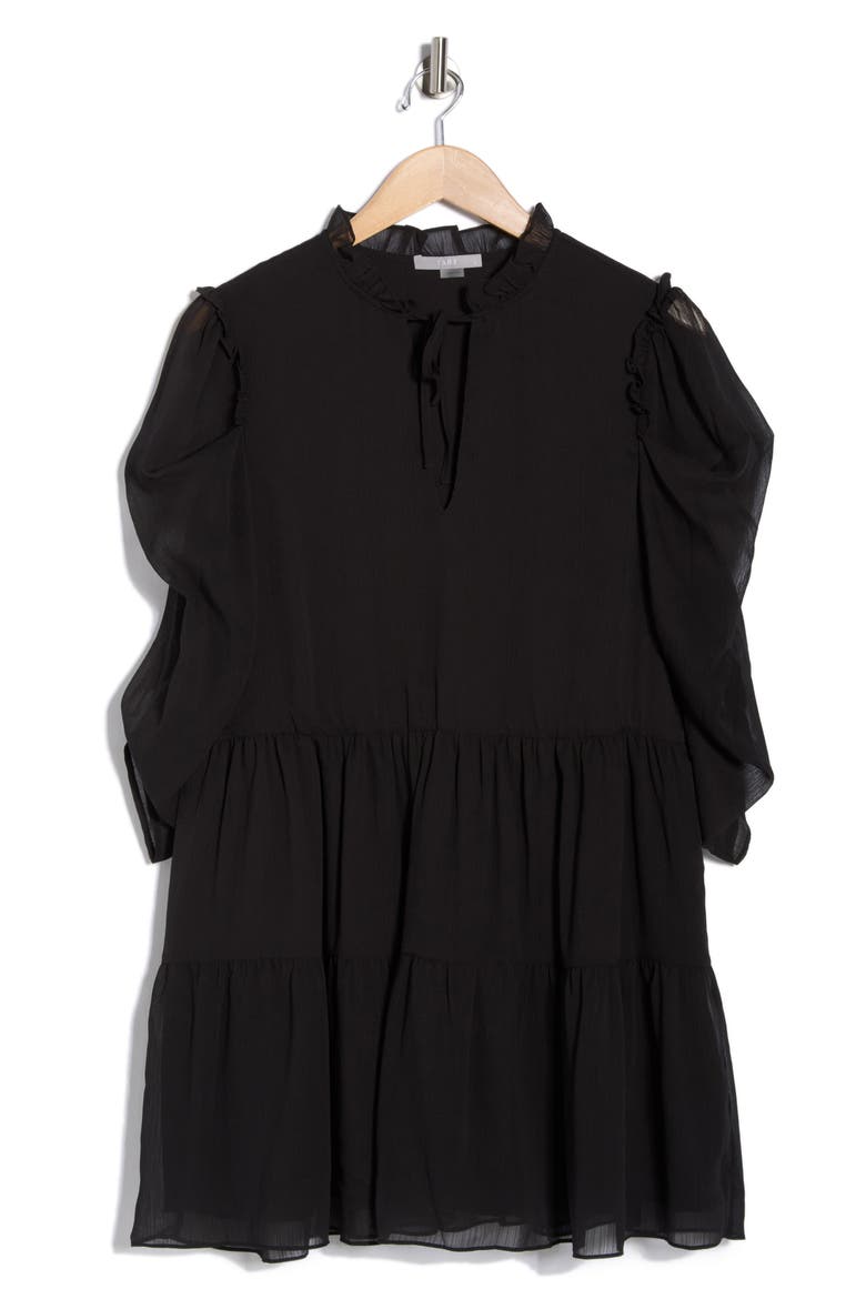 Pippa Three Quarter Sleeve Dress, Alternate, color, BLACK
