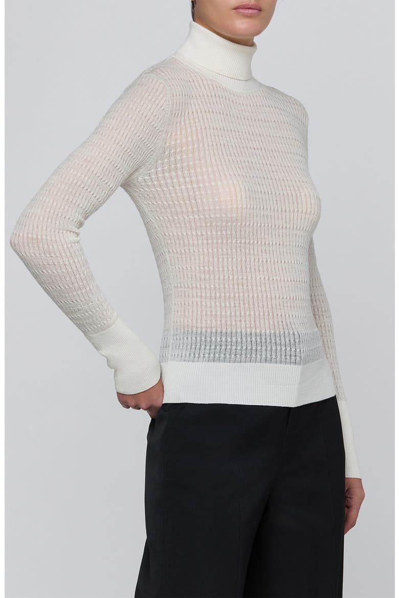 Umbra Cable Wool Turtleneck Top, Alternate, color, IVORY