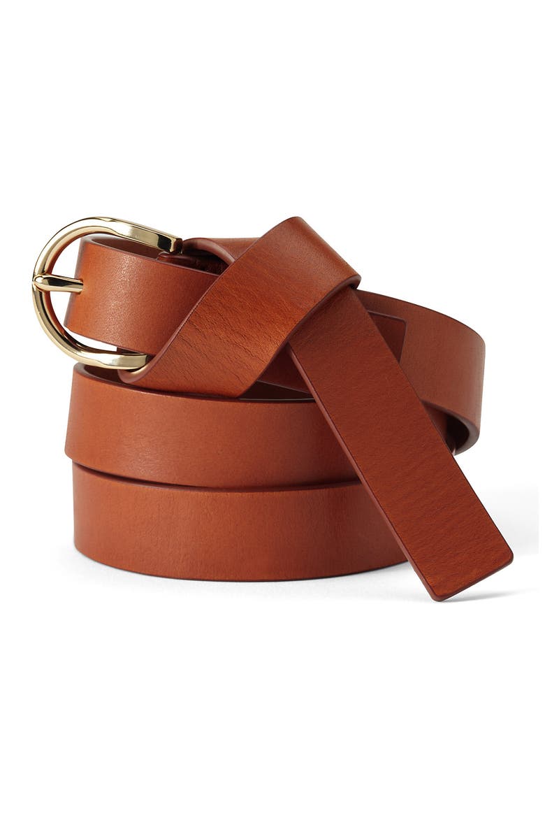 Leather Knot Belt, Main, color, Cognac