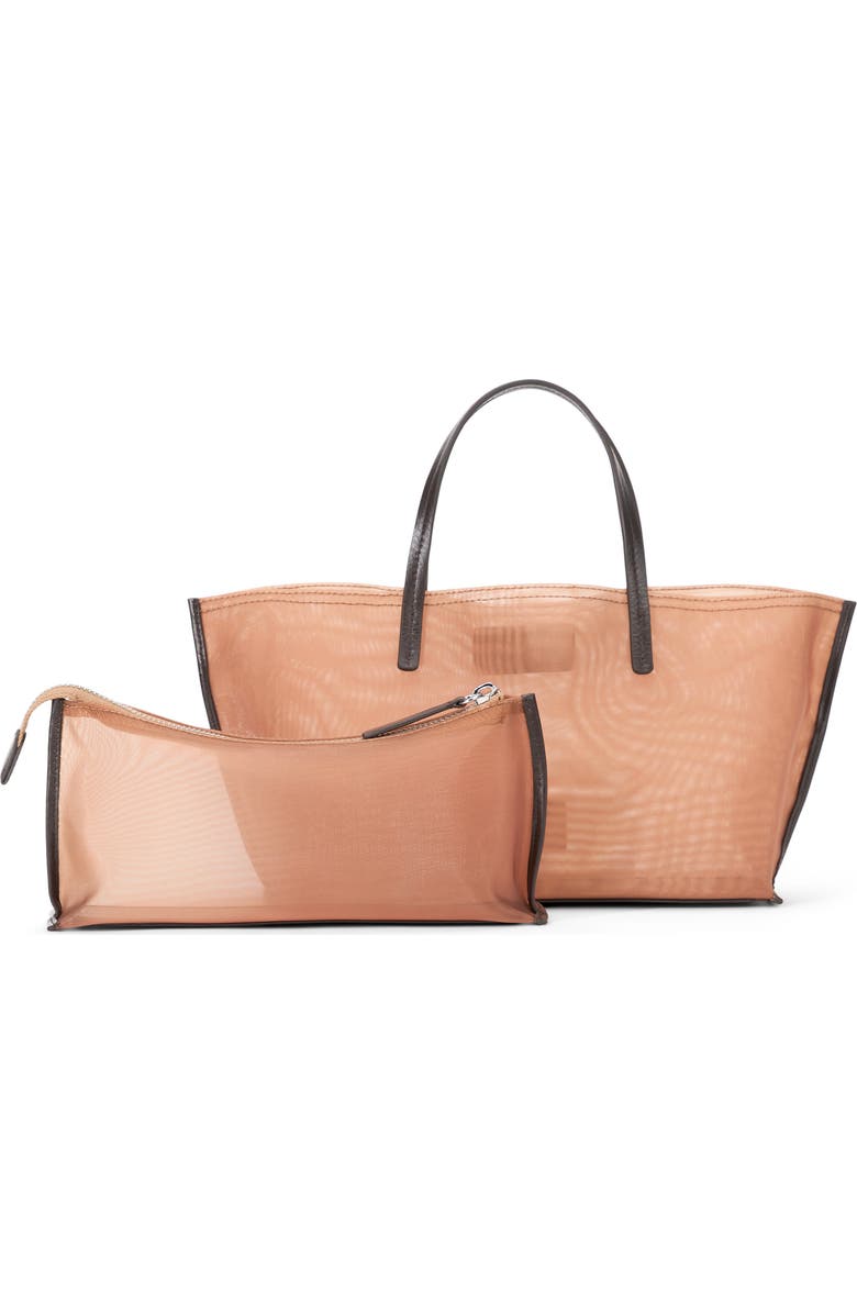 STAUD Mini Christos Mesh Tote, Main, color, Camel