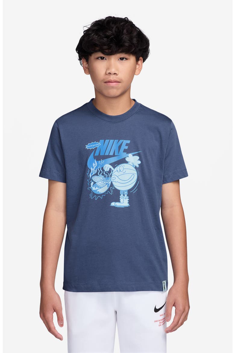 Kids' Sportswear Sole Food Cotton Graphic T-Shirt, Main, color, MYSTIC NAVY