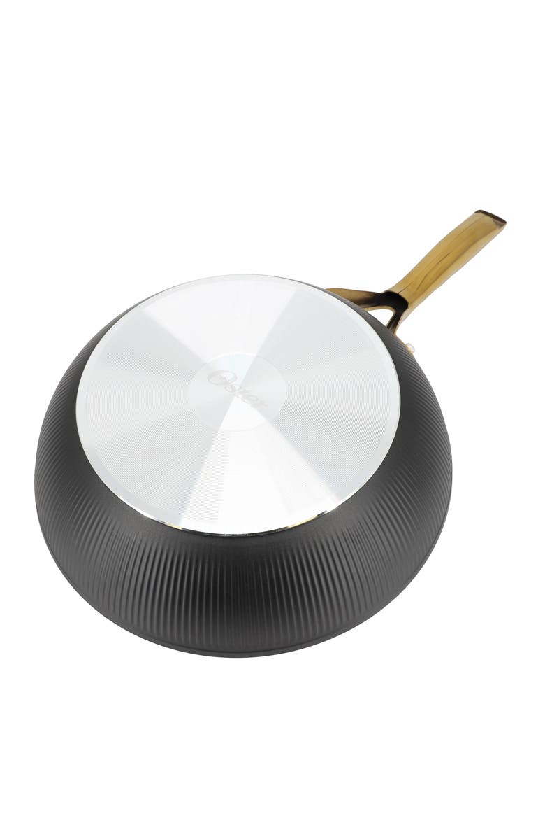 OSTER Abbottsford 11 Inch Nonstick Round Aluminum Wok, Alternate, color, Black