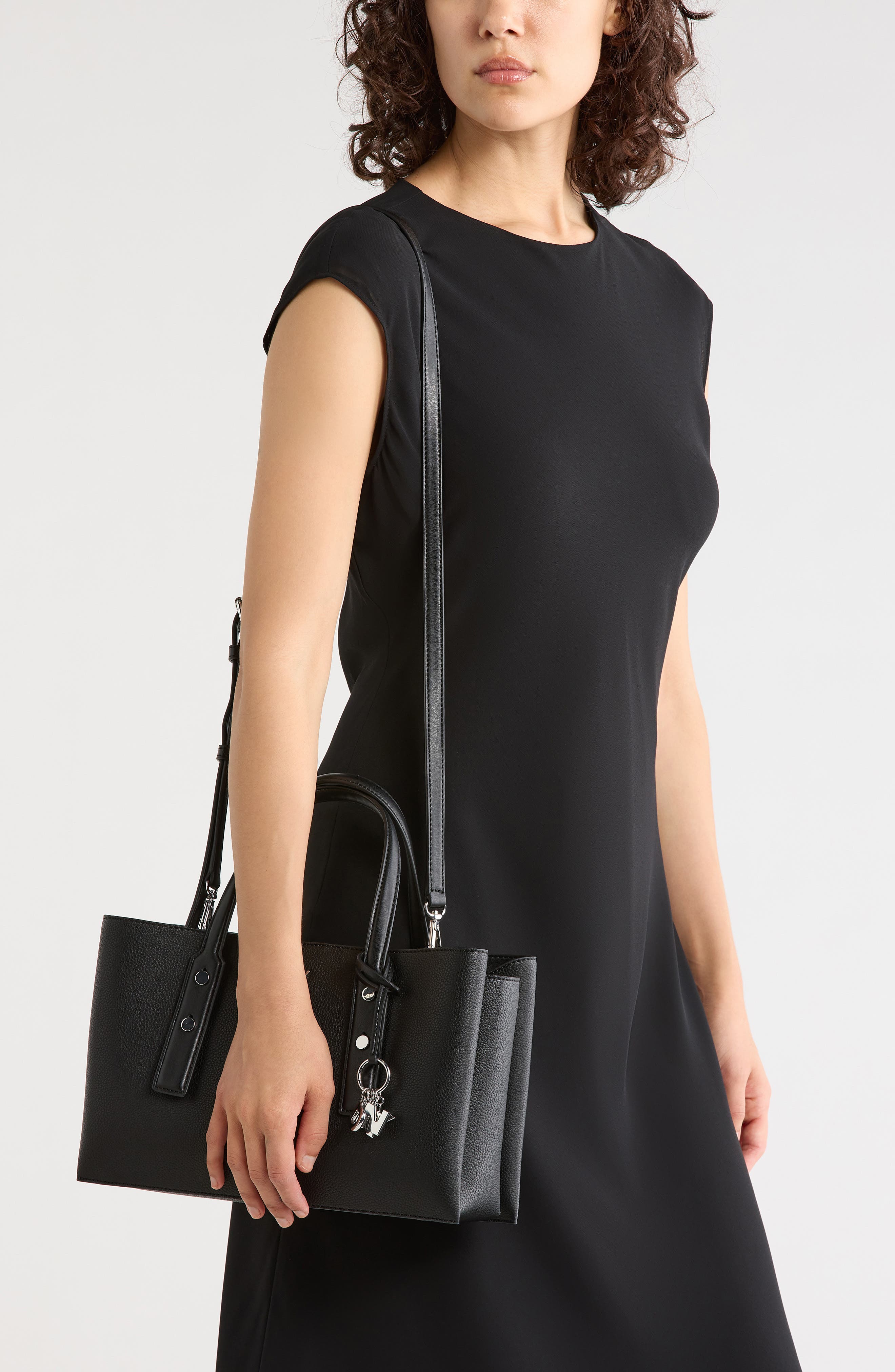 Marla Satchel Bag, Alternate, color, BLACK/ SILV