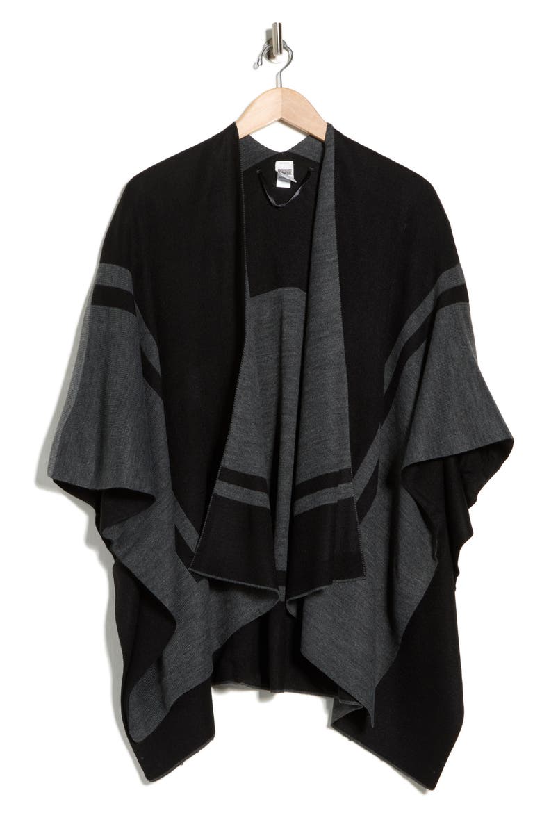 Border Print Transitional Ruana, Alternate, color, BLACK COMBO