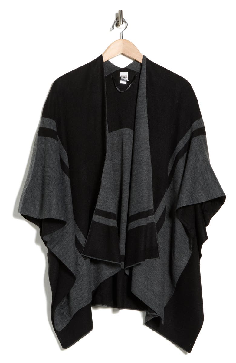 NORDSTROM RACK Border Print Transitional Ruana, Alternate, color, Black Combo