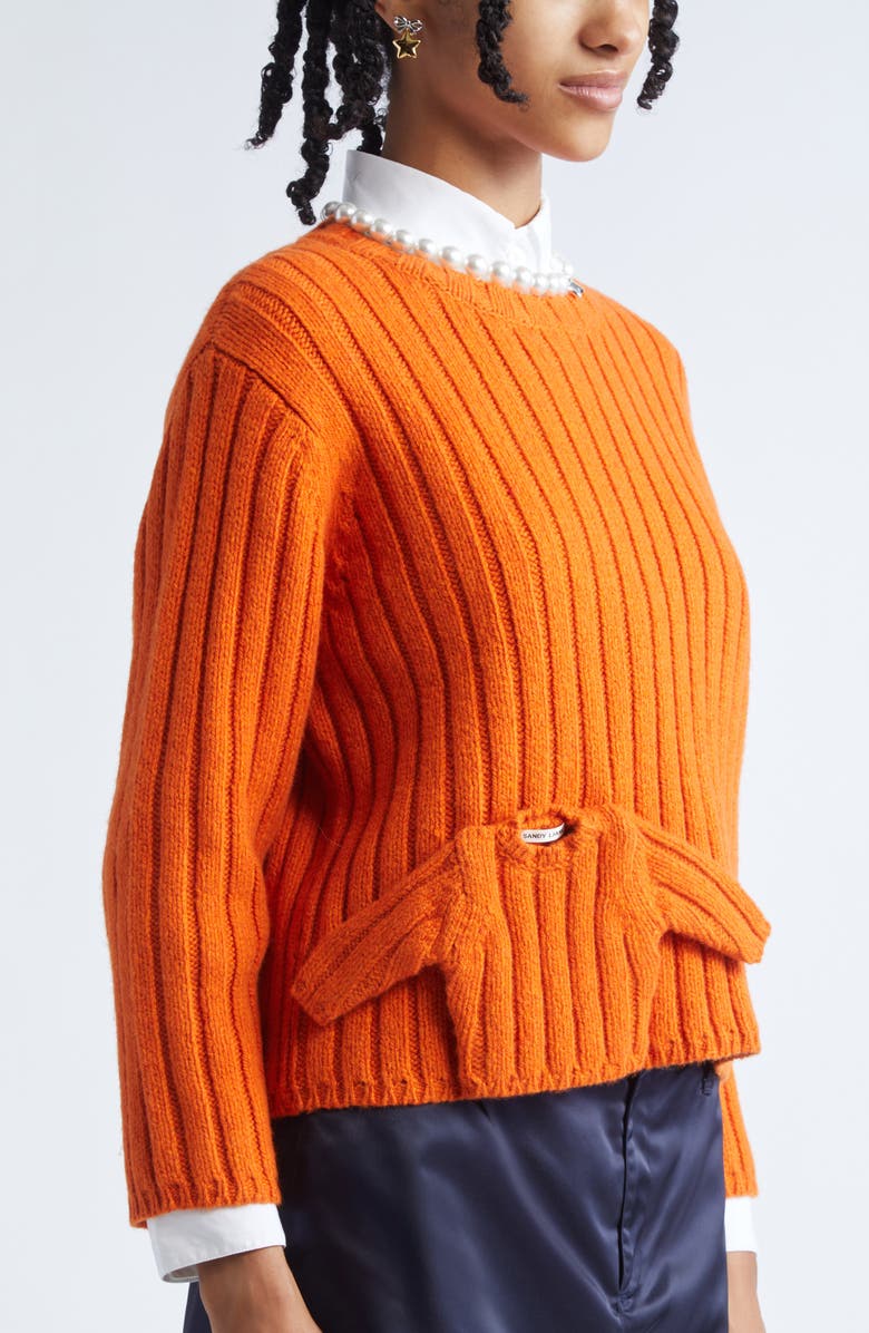 Sandy Liang Carlow Rib Wool Blend Sweater, Alternate, color, Orange