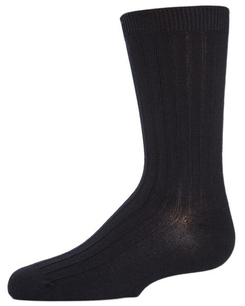 Essential Ribbed Mercerized Crew Socks