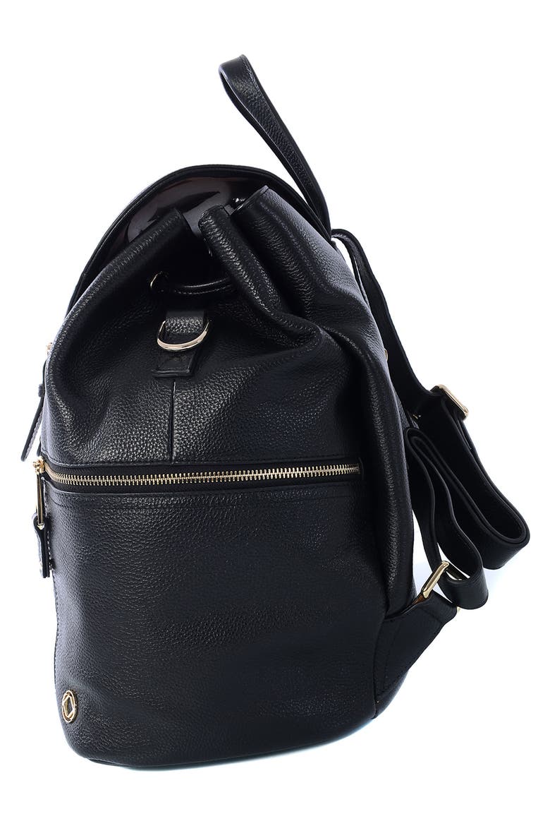 Thor Leather Diaper Backpack, Alternate, color, BLACK WITH LIGHT GOLD HARDWARE
