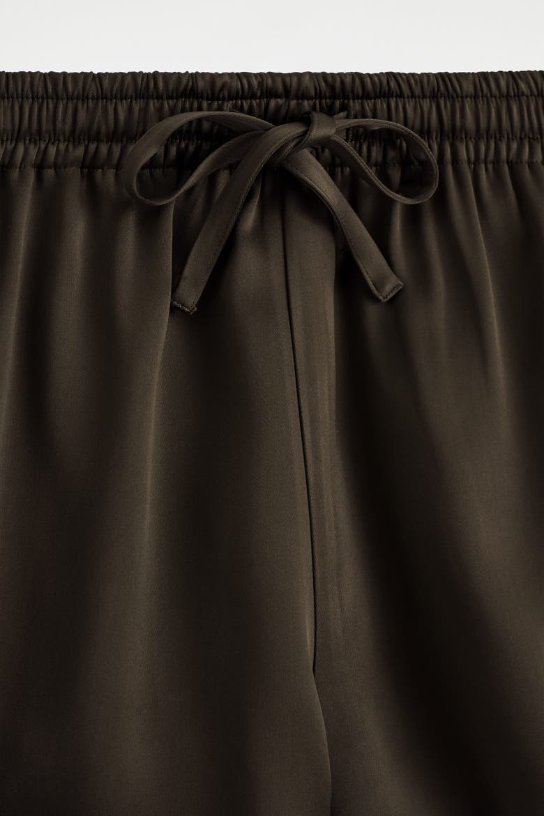 Satin Track Shorts, Alternate, color, BROWN