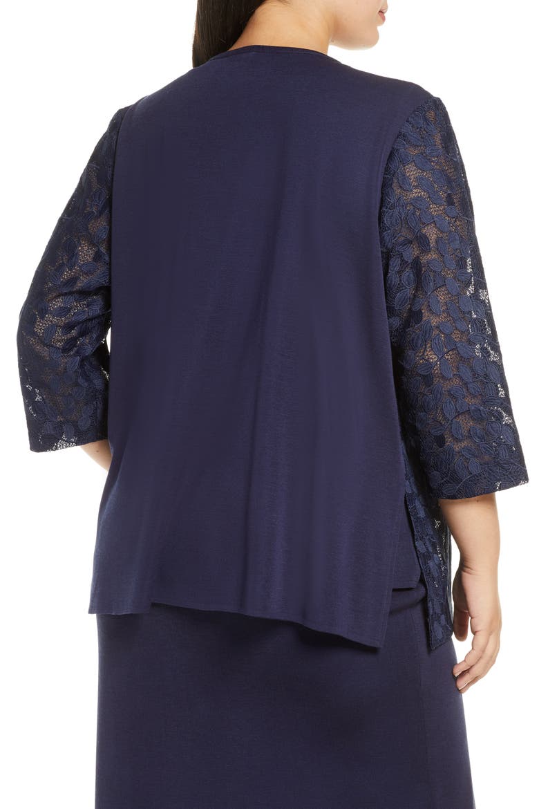 Lace & Knit Jacket, Alternate, color, INDIGO/ WHITE