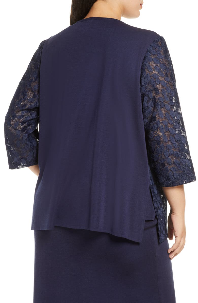 Ming Wang Lace & Knit Jacket, Alternate, color,