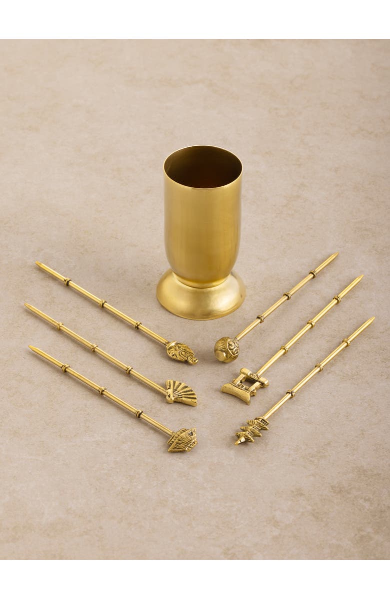 GAURI KOHLI Magnolia Cocktail Picks, Set of 6, Main, color,