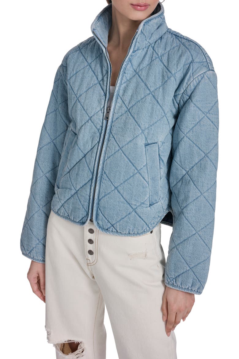 Quilted Cotton Jacket, Main, color, LIGHT WASH DENIM