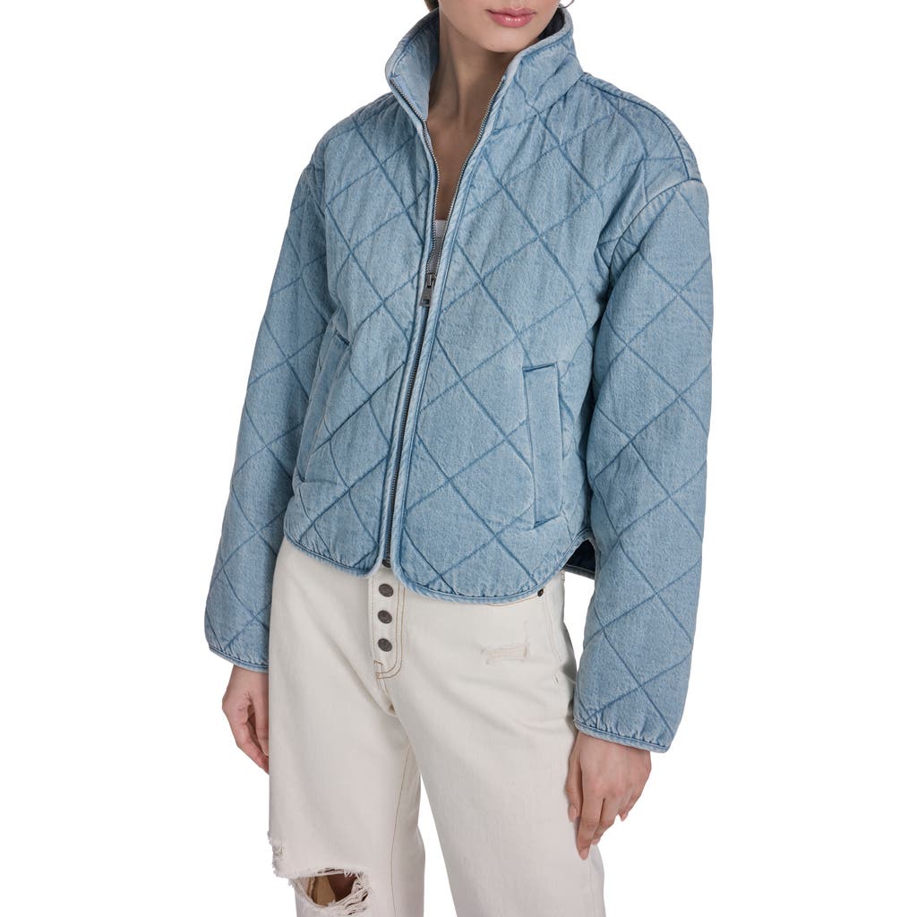 Levi's Quilted Cotton Jacket In Light Wash Denim