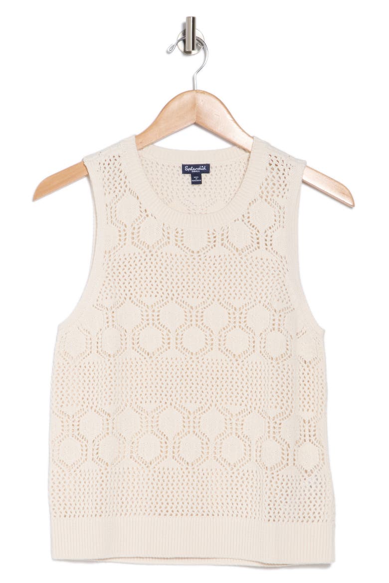 Honore Cotton Crochet Tank, Alternate, color, MOONSTONE