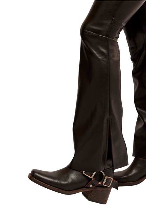 Free People Level Up Faux Leather Slit Cuff Pants In Black
