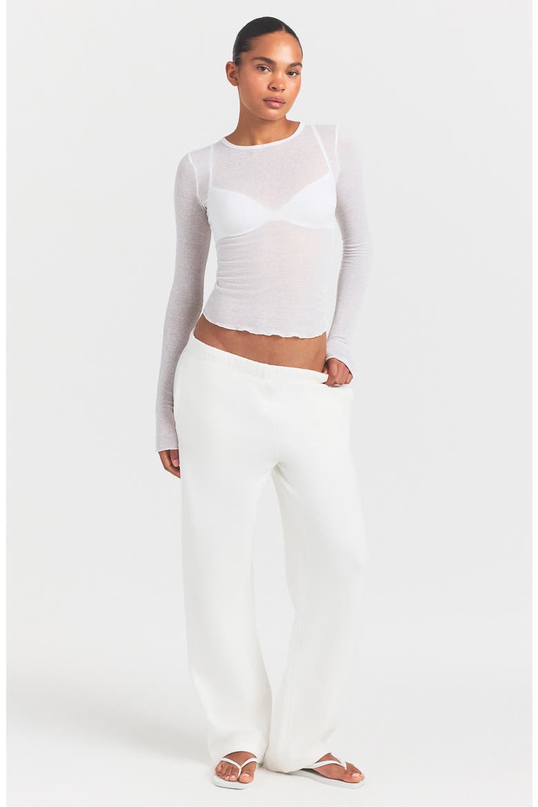 Sheer Cotton Blend T-Shirt, Alternate, color, SNOW