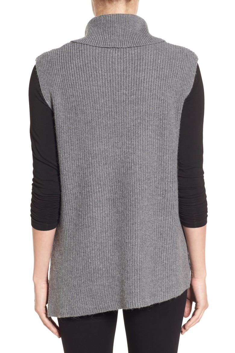 Asymmetrical Sleeveless Tunic Sweater, Alternate, color, HEATHER DARK GREY