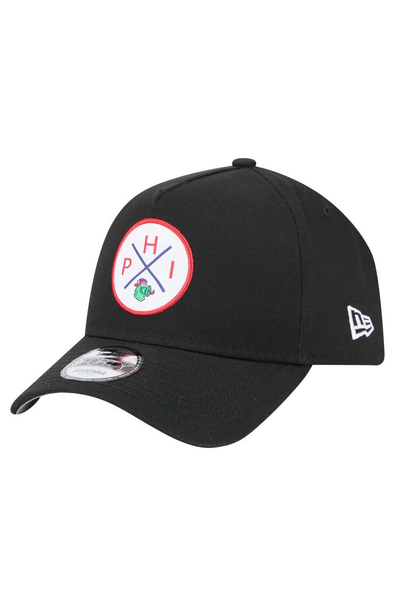 New Era Men's New Era Black Philadelphia Phillies 9FORTY A-Frame Adjustable Hat, Main, color, 