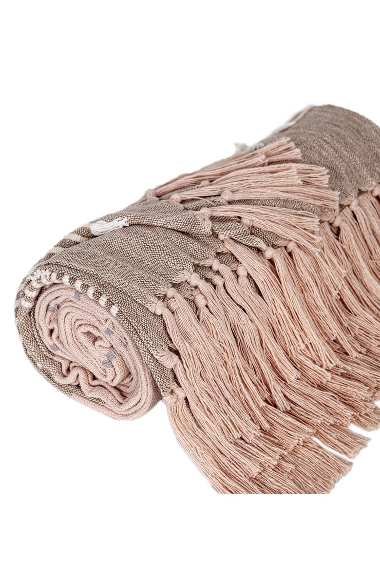 PARKLAND COLLECTION Adonia Fringe Throw Blanket, Alternate, color, Coffee Grey