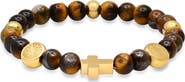STEELTIME Men's Beaded Cross Stretch Bracelet