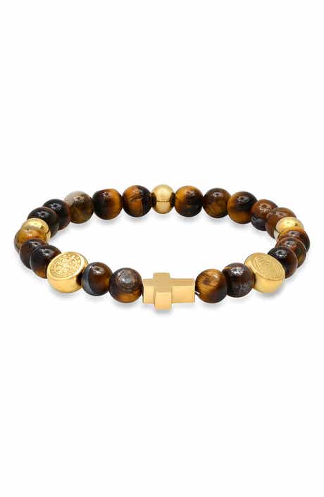 Men's Beaded Cross Stretch Bracelet