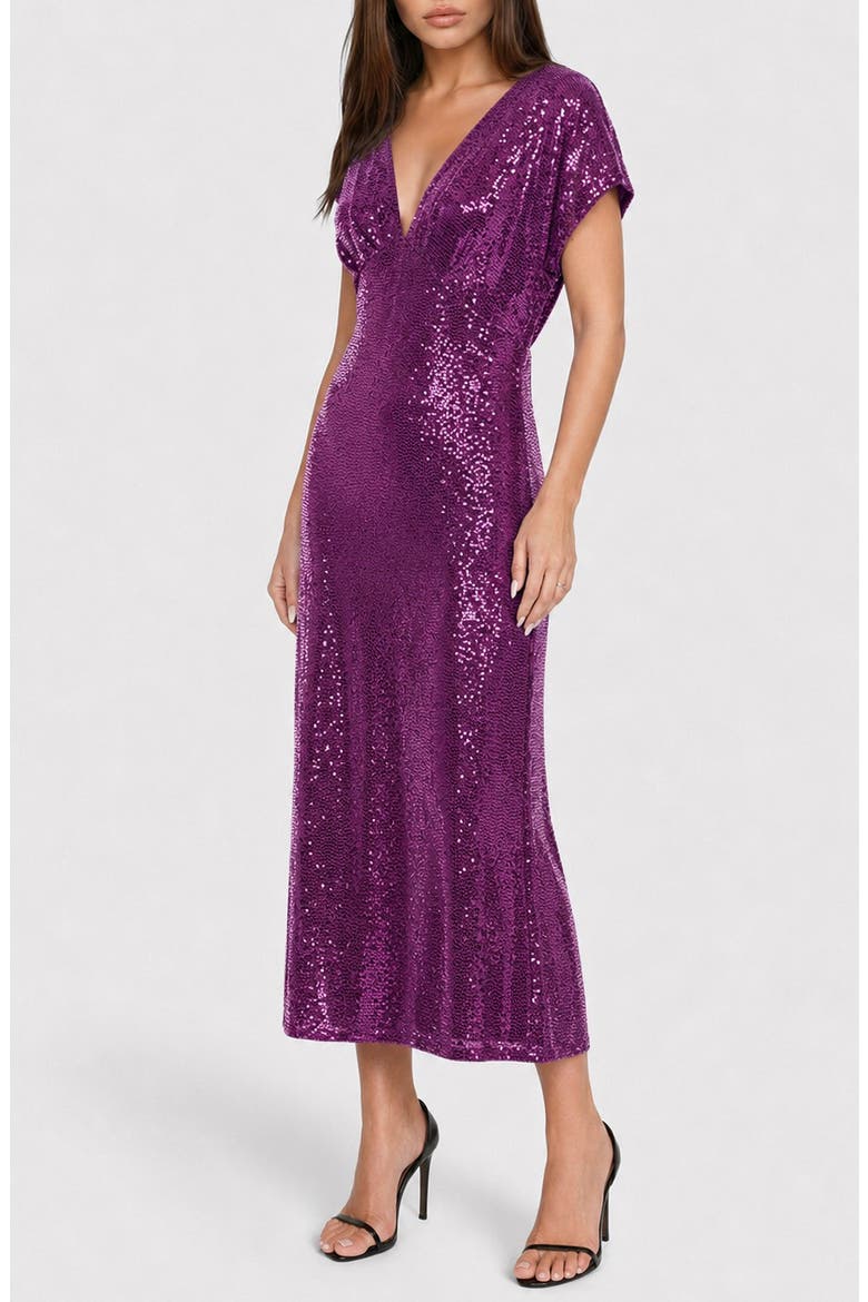 Disco Dot Maxi Dress, Alternate, color, BERRY