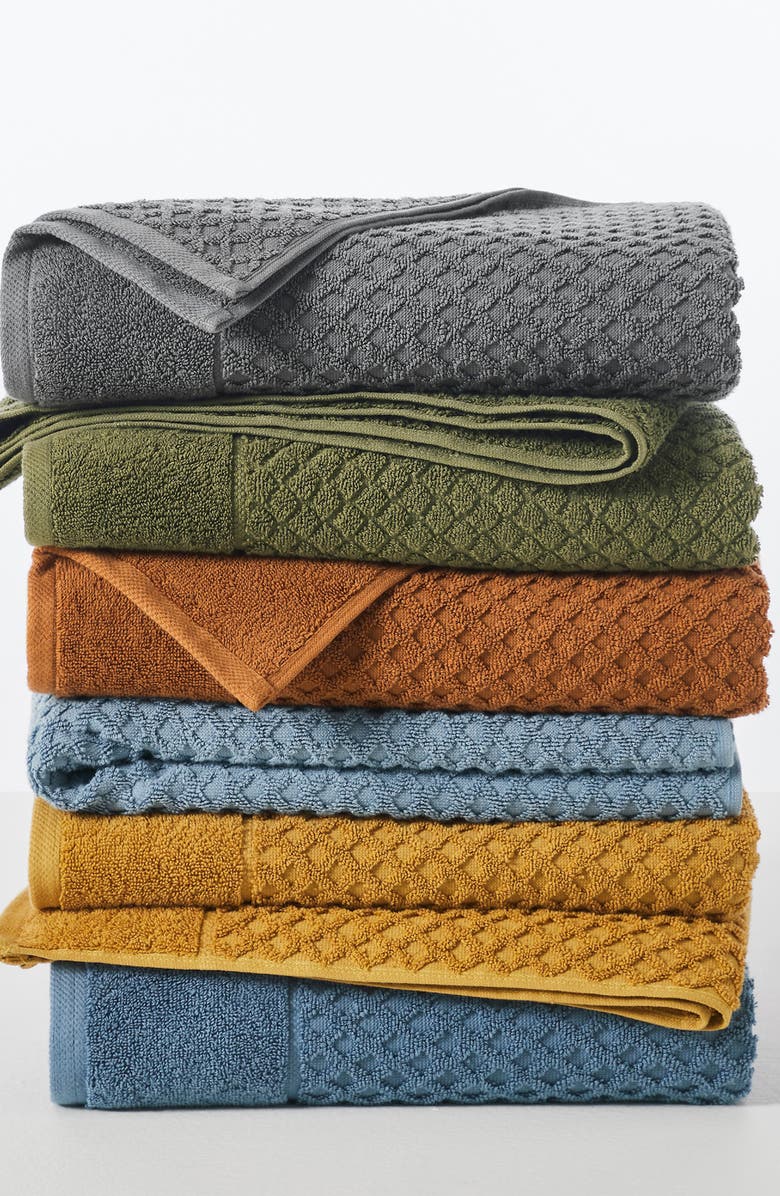 Woven & Weft Cotton Diamond Bath Sheet, Alternate, color, Blue