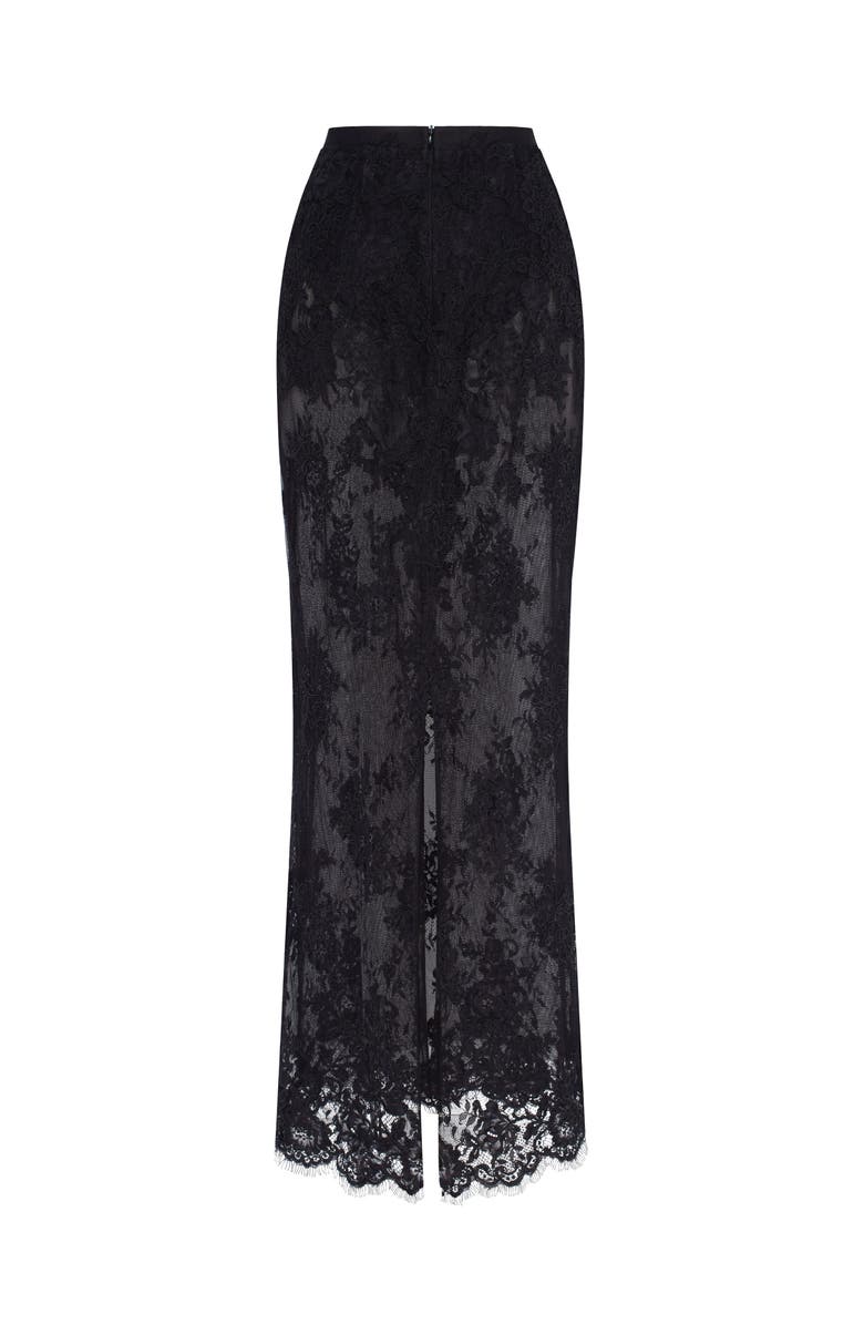 Milla Semi-Sheer Lace Evening Occasion Maxi Skirt, Alternate, color, Black