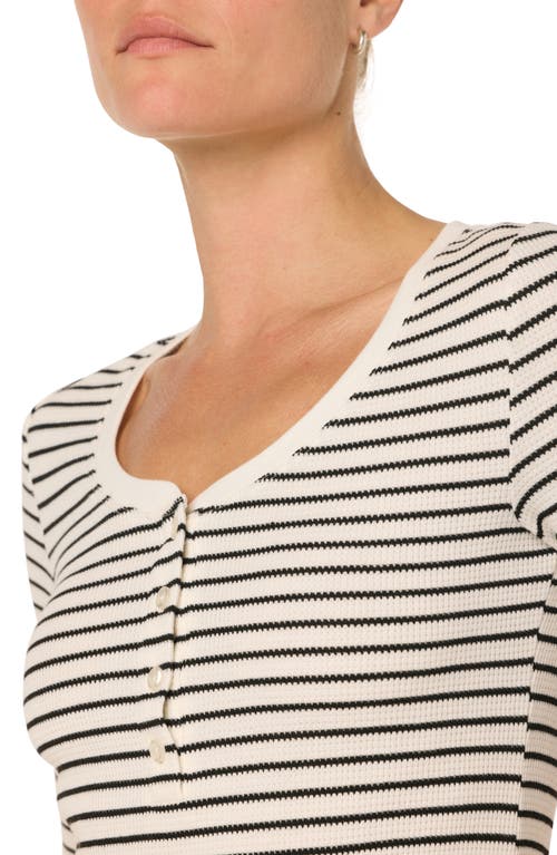 Joe's Stripe Short Sleeve Henley In Black/white Stripe