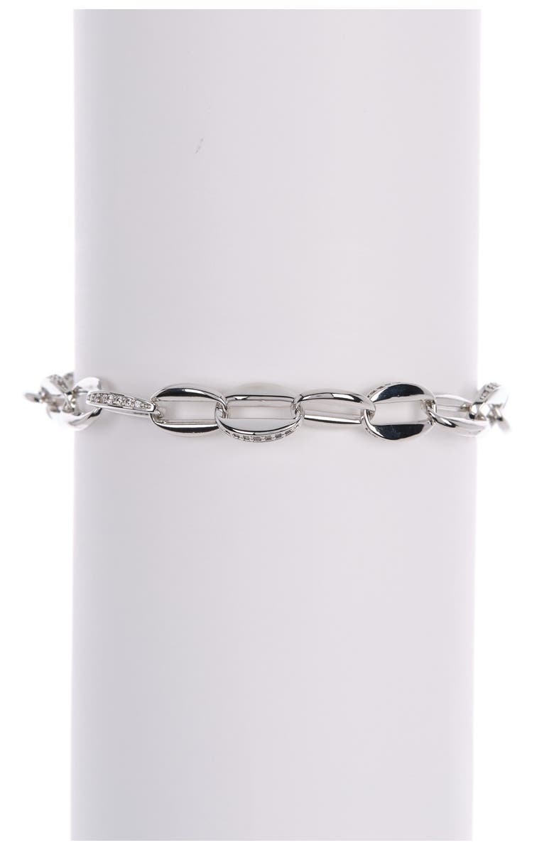 Carolee Designs Diana Sterling Silver, Baroque Pearl & CZ Link Bracelet, Alternate, color, 