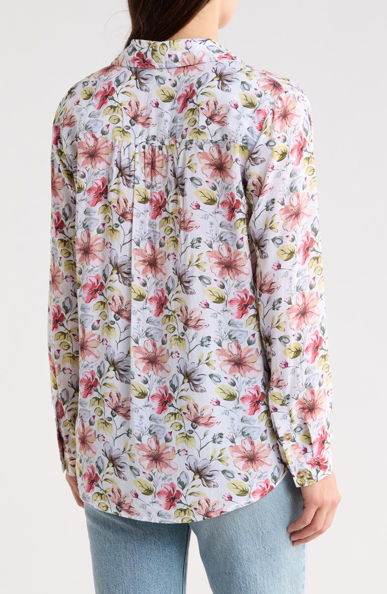 ELIE ELIE TAHARI Floral Button-Down Shirt, Alternate, color, Sketched Blossoms