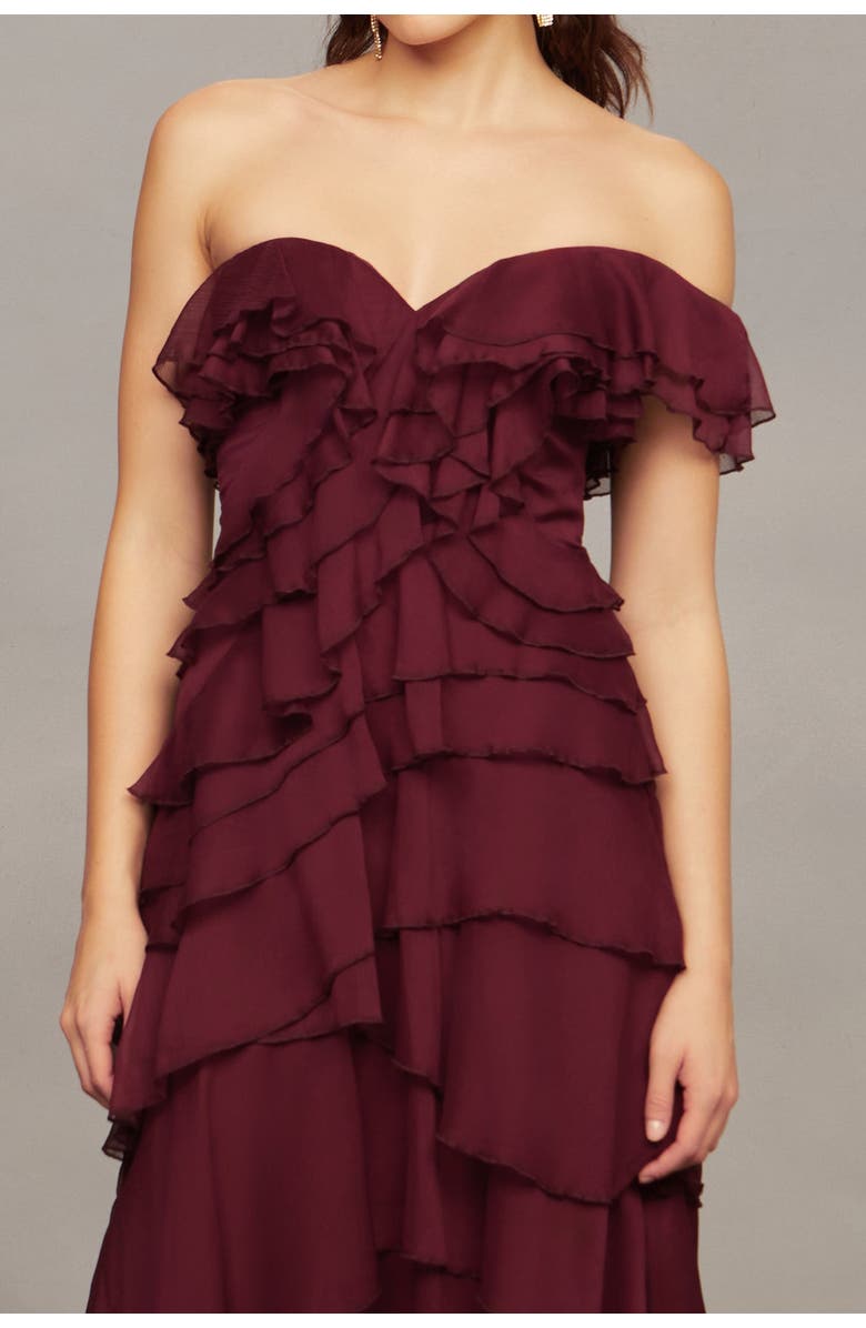 AMUR Emaline Chiffon Cascade Dress, Alternate, color, 