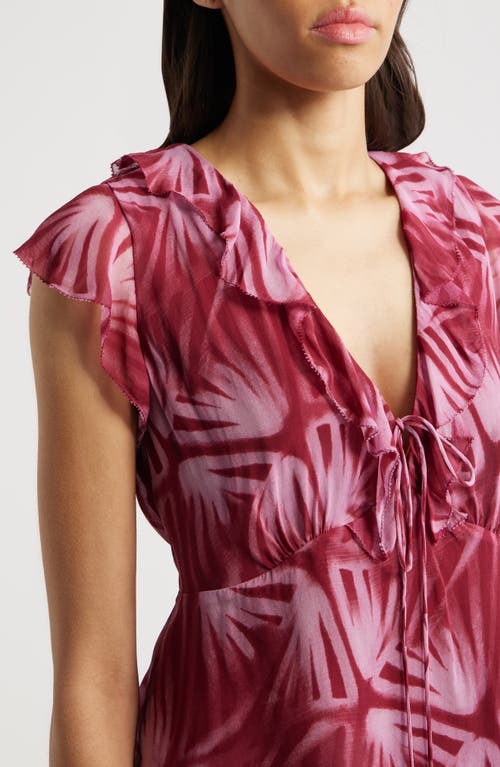 Rails Carmine Frond Print Flutter Sleeve Top In Bahia